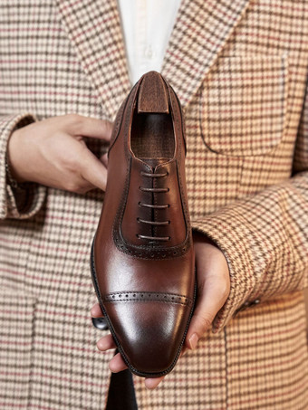 男性用ドレスシューズ 素敵なスクエアトゥ レザー オックスフォード ウェディング フォーマルシューズ