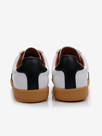 メンズスニーカー 快適な牛革 ラウンドトゥ カラーブロック バスケット スポーツシューズ