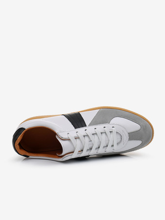 メンズスニーカー 快適な牛革 ラウンドトゥ カラーブロック バスケット スポーツシューズ