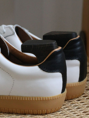 メンズスニーカー 快適な牛革 ラウンドトゥ カラーブロック バスケット スポーツシューズ