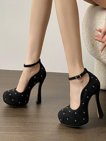 SchwarzSexy High Heels für Damen mit Stilettoabsatz und Wildleder-Stiefel