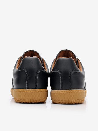 メンズスニーカー 快適なカラーブロック 牛革 ラウンドトゥ バスケット スポーツシューズ