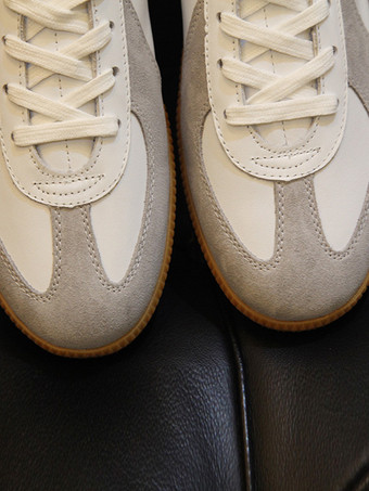 メンズスニーカー 快適なカラーブロック 牛革 ラウンドトゥ バスケット スポーツシューズ