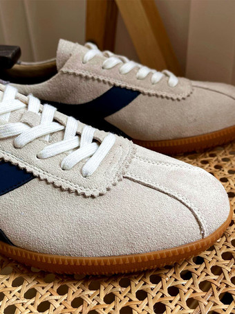 メンズスニーカー 快適な牛革 ラウンドトゥ カラーブロック バスケット スポーツシューズ