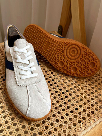 メンズスニーカー 快適な牛革 ラウンドトゥ カラーブロック バスケット スポーツシューズ