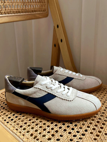 メンズスニーカー 快適な牛革 ラウンドトゥ カラーブロック バスケット スポーツシューズ