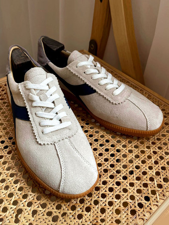 メンズスニーカー 快適な牛革 ラウンドトゥ カラーブロック バスケット スポーツシューズ