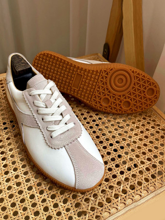 メンズスニーカー 快適な牛革 ラウンドトゥ カラーブロック バスケット スポーツシューズ