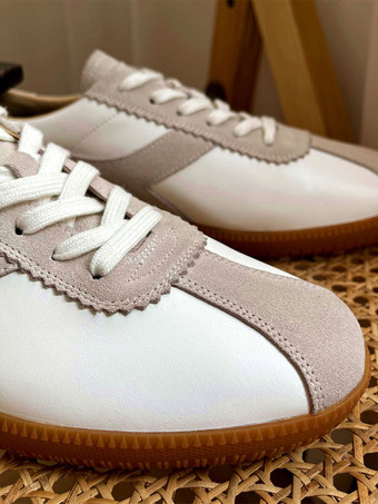 メンズスニーカー 快適な牛革 ラウンドトゥ カラーブロック バスケット スポーツシューズ