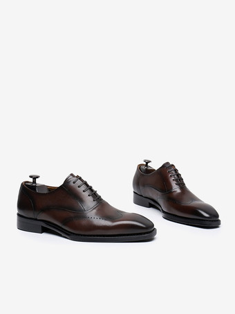 男性用ドレスシューズ ファッション ラウンドトゥ レザー ブローグ ダービー フォーマル ウェディングシューズ