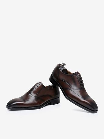 男性用ドレスシューズ ファッション ラウンドトゥ レザー ブローグ ダービー フォーマル ウェディングシューズ