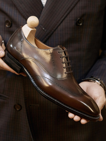 男性用ドレスシューズ ファッション ラウンドトゥ レザー ブローグ ダービー フォーマル ウェディングシューズ