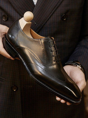 男性用ドレスシューズ ファッション ラウンドトゥ レザー ブローグ ダービー フォーマル ウェディングシューズ