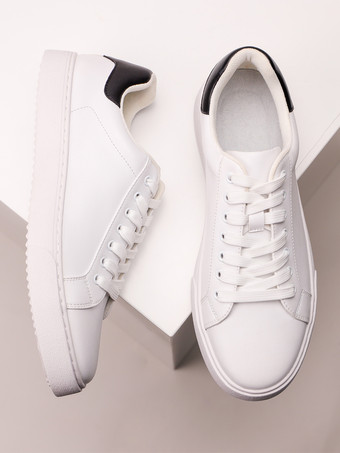 メンズスニーカー 快適なPUレザー ラウンドトゥ バスケット スポーツシューズ