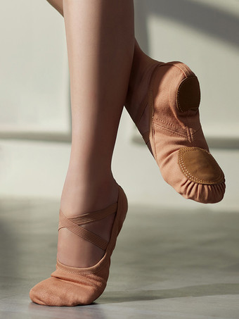 Chaussures de danse de ballet Chaussures de danse à bout rond marron