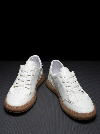 男性用スニーカー 快適なレザー ラウンドトゥ バスケット スポーツシューズ