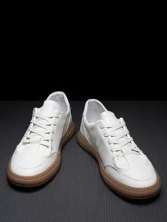 Sneakers da uomo comode in pelle con punta tonda e scarpe sportive