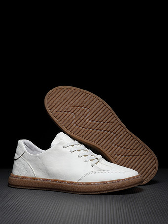 男性用スニーカー 快適なレザー ラウンドトゥ バスケット スポーツシューズ