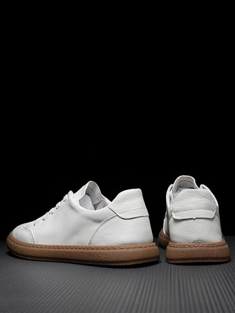 男性用スニーカー 快適なレザー ラウンドトゥ バスケット スポーツシューズ