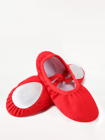 rouge Chaussures de danse de ballet roses à bout rond pour enfants