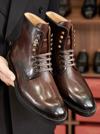 メンズ マーティン ワークブーツ シックなブラック ショートドレスブーツ