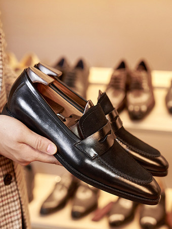 メンズ ペニーローファーシューズ スエードレザー アートワーク プロム ウェディングシューズ