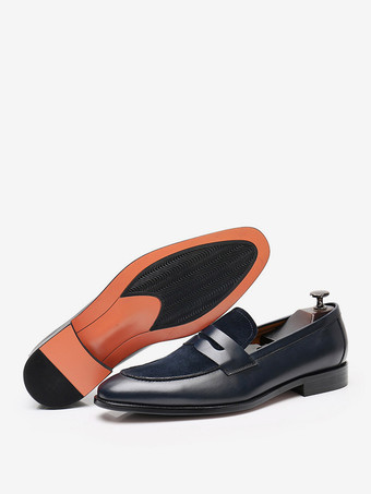 メンズ ペニーローファーシューズ スエードレザー アートワーク プロム ウェディングシューズ