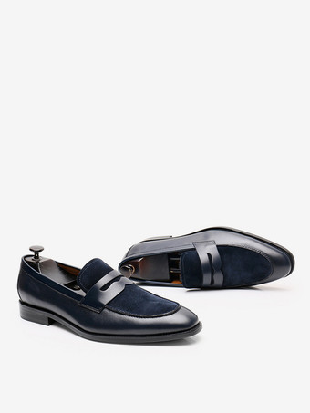 メンズ ペニーローファーシューズ スエードレザー アートワーク プロム ウェディングシューズ