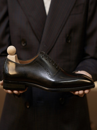 メンズオックスフォードドレスシューズ スタイリッシュなスクエアトゥレザーダービーフォーマルウェディングシューズ