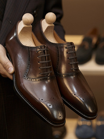 メンズオックスフォードドレスシューズ スタイリッシュなスクエアトゥレザーダービーフォーマルウェディングシューズ