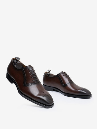 メンズオックスフォードドレスシューズ スタイリッシュなスクエアトゥレザーダービーフォーマルウェディングシューズ