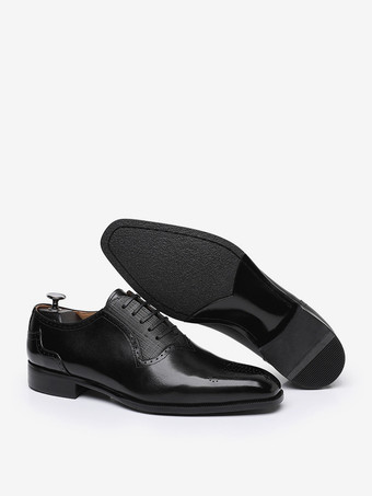 Men's Dress Shoes Fashion Round Toe Leather Oxford lace Up Formal Wedding Shoes