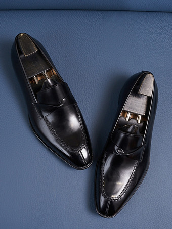 メンズ ペニーローファー スリッポン 牛革 プロム ウェディングシューズ