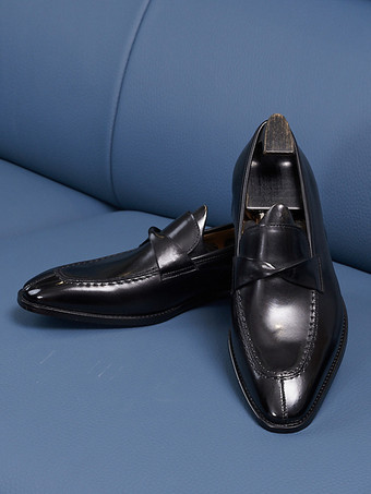 メンズ ペニーローファー スリッポン 牛革 プロム ウェディングシューズ