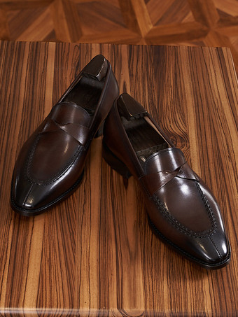 メンズ ペニーローファー スリッポン 牛革 プロム ウェディングシューズ