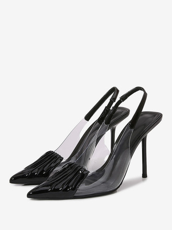 Black Women's High Heels Stiletto Heel Pumps PU Leather