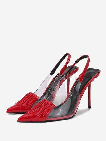 Burgundy Women's High Heels Stiletto Heel Pumps PU Leather