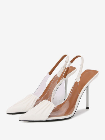 White Women's High Heels Stiletto Heel Pumps PU Leather