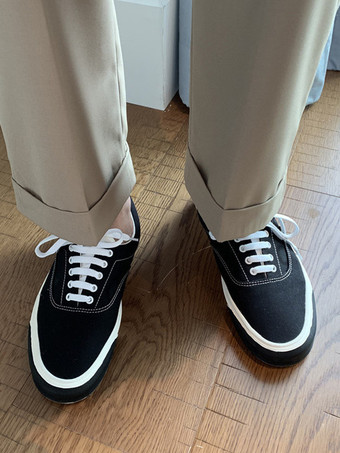 男性用スニーカー 快適なキャンバス ラウンドトゥ バスケット スポーツシューズ