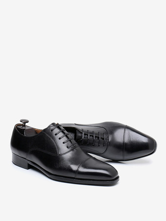 男性用ドレスシューズ スタイリッシュなポインテッドトゥ レザー プロム オックスフォード ウェディング フォーマルシューズ