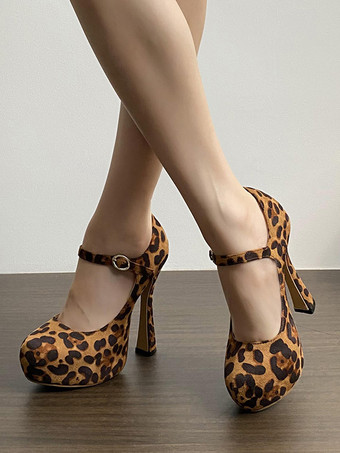 MarronEscarpins sexy Mary Jane à talons hauts et talons aiguilles en daim pour femmes