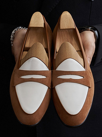 メンズ ペニーローファーシューズ アートワーク ラウンドトゥ スエードレザー プロム ウェディングシューズ