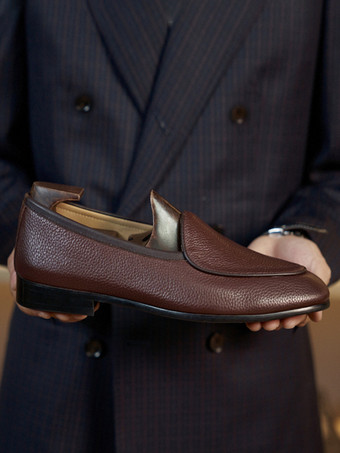 メンズ スリッポン ローファー アートワーク ラウンドトゥ レザーシューズ 牛革 プロム ウェディングシューズ