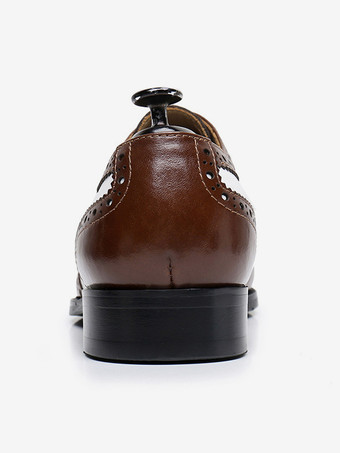 メンズ ドレスシューズ スクエアトゥ レザー ブローグ オックスフォード プロム ウェディングシューズ