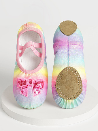 Light Sky BlueBallet Dance Shoes Kids Bow Pattern Round Toe Bows Dance Shoes