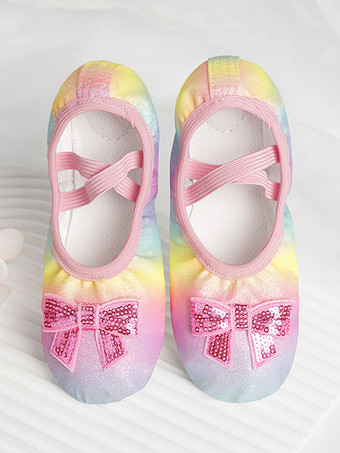 Ballet Dance Shoes Kids Bow Pattern Round Toe Bows Dance Shoes