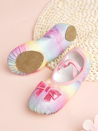 Ballet Dance Shoes Kids Bow Pattern Round Toe Bows Dance Shoes