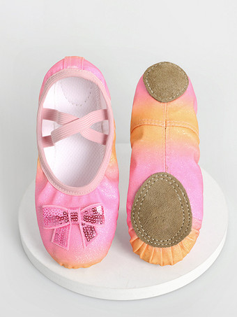 PinkBallet Dance Shoes Kids Bow Pattern Round Toe Bows Dance Shoes