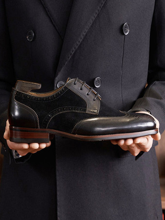 男性用ドレスシューズ 高品質ラウンドトゥレザーブローグフォーマルウェディングシューズ