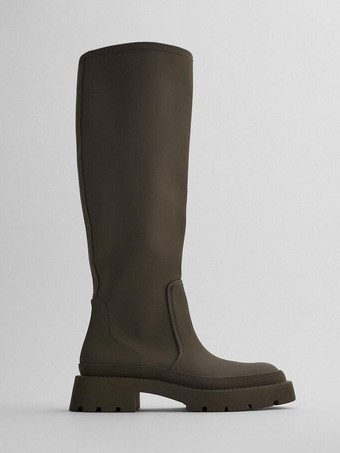 レディース レインブーツ ラウンドトゥ フラット 防水 ニーハイブーツ